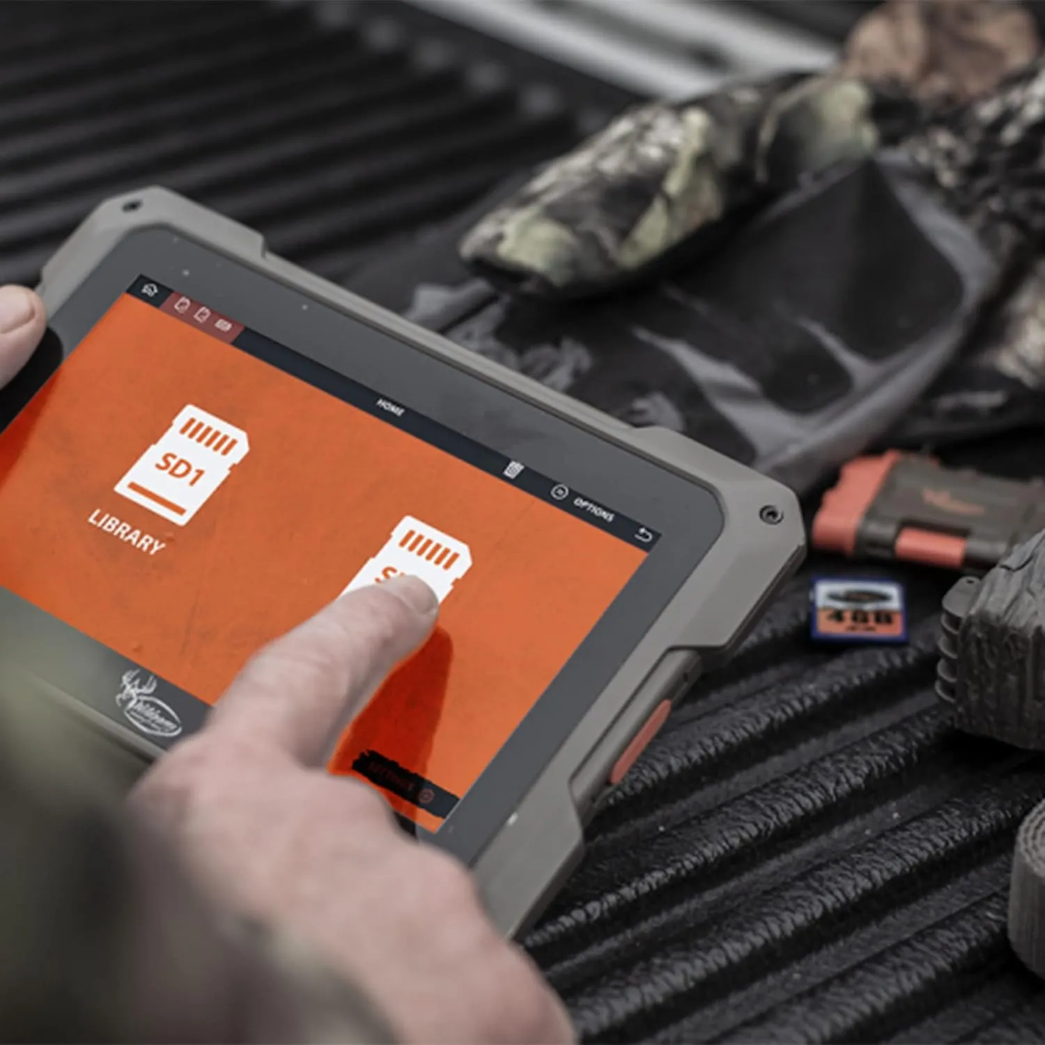 Wildgame Innovations SD Card Reader for Trail Camera Viewing, Compatible with Apple & Android