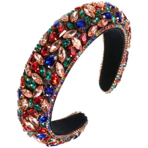 WILLBOND Velvet Padded Crystal Rhinestone Headband Crystal Embellished Hair Hoop Retro Jewelled Hairband Hair Accessory for Women Wedding Parties Ceremonies Birthday Banquet