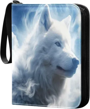 Wolf in The Clouds Card Binder 4-Pocket, 400 Pockets Card Holder with 50 Removable Sleeves and Zipper for Games Baseball Football Sports Card