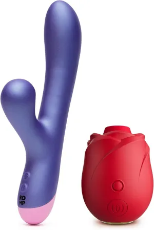 Womanizer Rose Toy Clit Sucker Vibrator Adult Toy & Romp Pulse Rabbit Vibrator and Clitoral Suction Toy - Sex Toys for Women Bundle