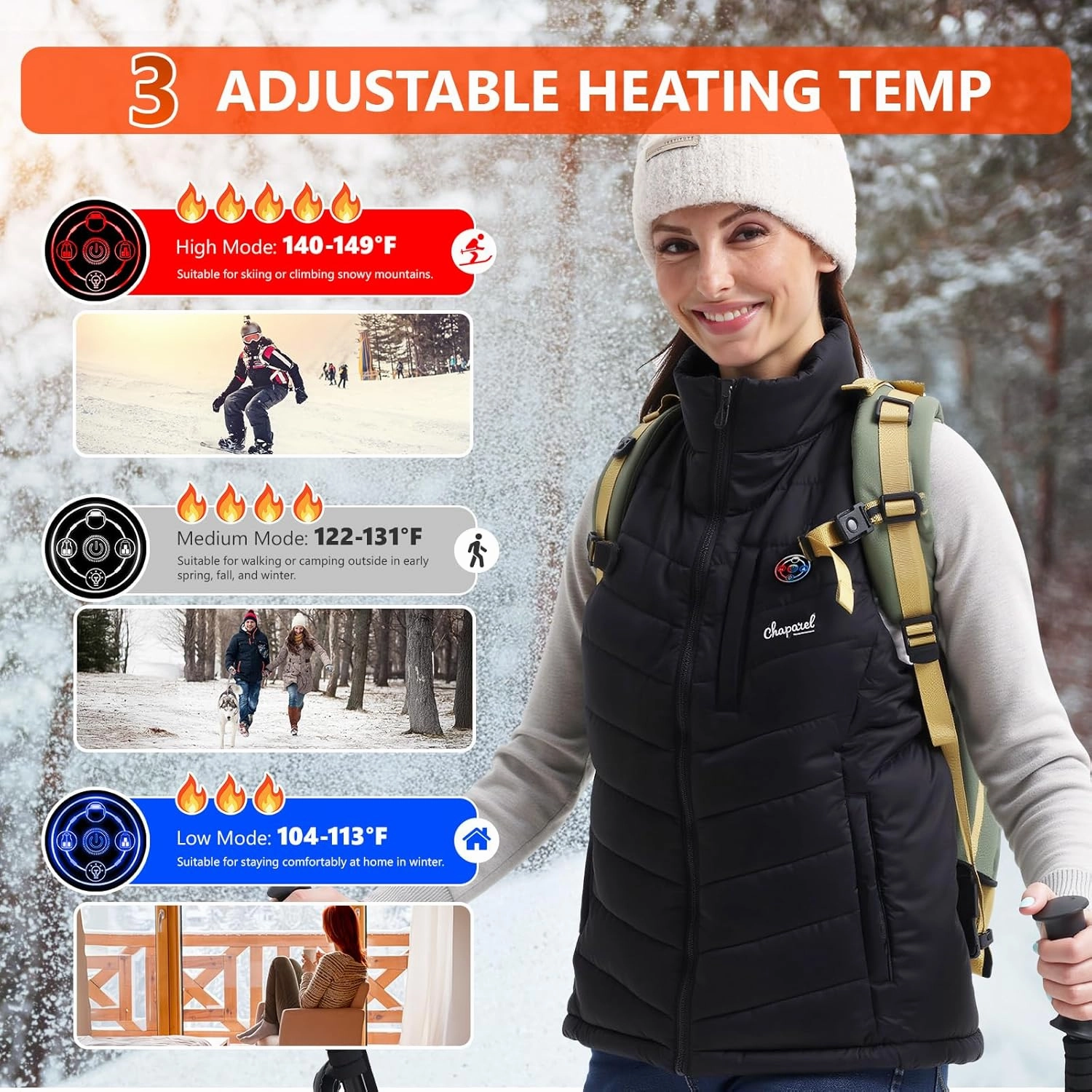Women’s Heated Vest with Battery Pack Included, 7.4V Smart Washable Rechargeable Electric Lightweight Heating Vest
