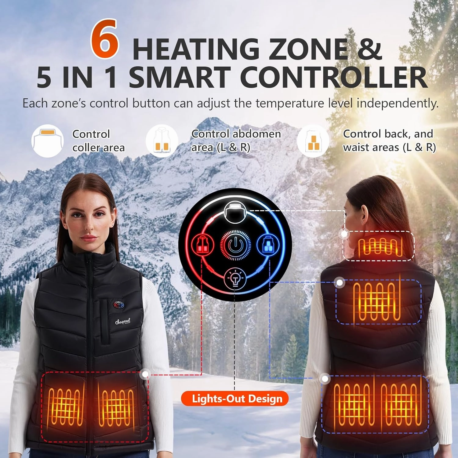 Women’s Heated Vest with Battery Pack Included, 7.4V Smart Washable Rechargeable Electric Lightweight Heating Vest