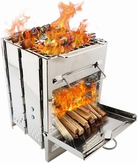Wood Burning Stove Mini Bbq Grill with Carry Bag for Backpacking Hiking Camping Cooking Tools