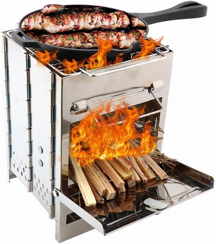 Wood Burning Stove Mini Bbq Grill with Carry Bag for Backpacking Hiking Camping Cooking Tools