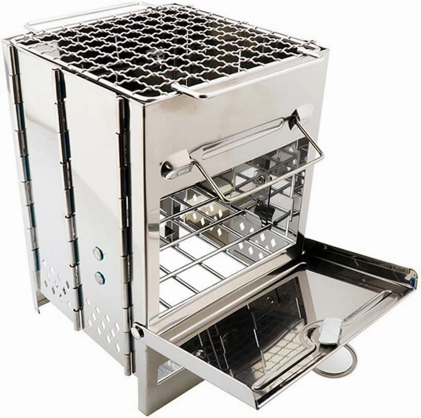Wood Burning Stove Mini Bbq Grill with Carry Bag for Backpacking Hiking Camping Cooking Tools