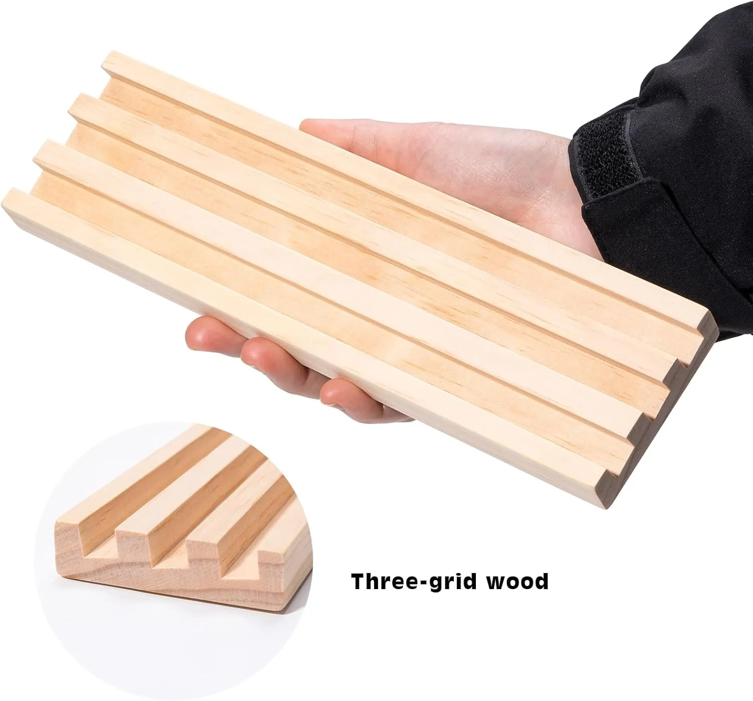 Wooden Domino Racks Set of 8 - Natural Wood Tray Organizer for Mexican Train, Chickenfoot, Classic Domino Games - Durable, Stackable (Dominoes Not Included)