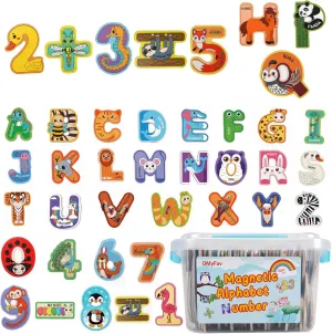 Wooden Magnetic Letters and Numbers for Kids - Fridge Alphabet Magnets ABC for Classroom Gift 39 Pieces Magnets Include 26 Colorful Alphabet Letters 10 Numbers 3 Symbols Preschool 3 4 5 Years Old