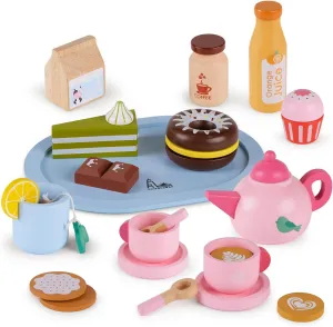 Wooden Tea Sets for Toddlers 3-5, Tea Party Set for Little Girls 4-6, Tea Set Wooden Play Food Set, Kids Kitchen Accessories 3 Year Old Girl Gifts
