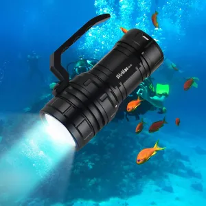 Wurkkos Diving Flashlight DL06 Max 15000 Lumen Scuba Dive Light, 100°Beam Angle Diving Light with 6 LED, IPX8 Waterproof Dive Torch 100m Underwater Flashlight Neutral White(5000K)
