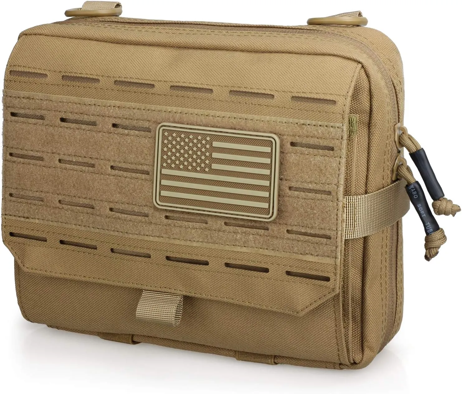 WYNEX Tactical Admin Pouch With Tri-Fold Open Design, MOLLE Tool Pouch, First Aid Pouch, EDC Utility Pouches, Tools Bag Attachment Organizer - Includes U.S.A Flag Patch
