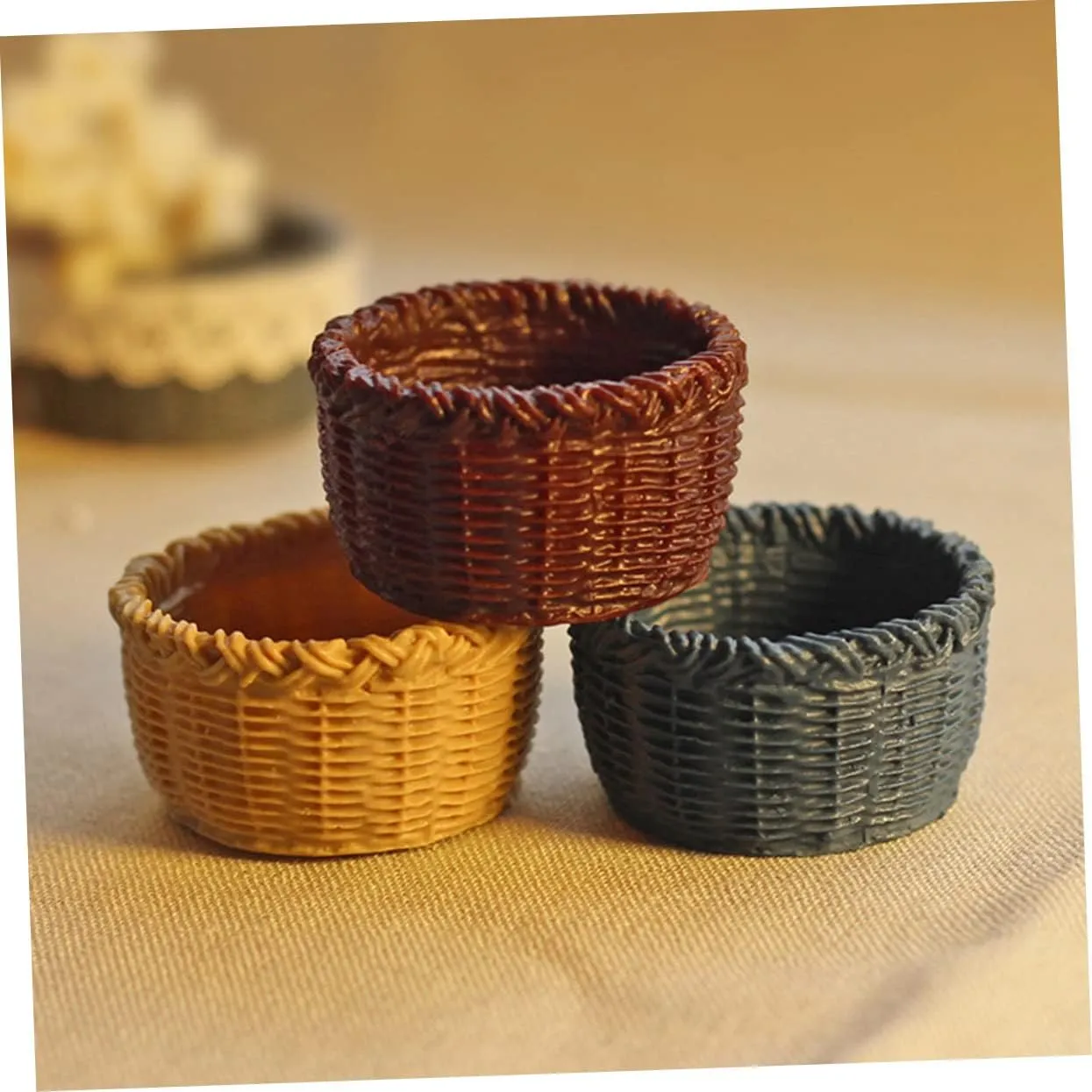 Yardwe 3sets 6pcs Miniature Basket Mini House Decor Baskets for Realistic and Environmental Friendly Dollhouse Accessories Natural 6pcs*3