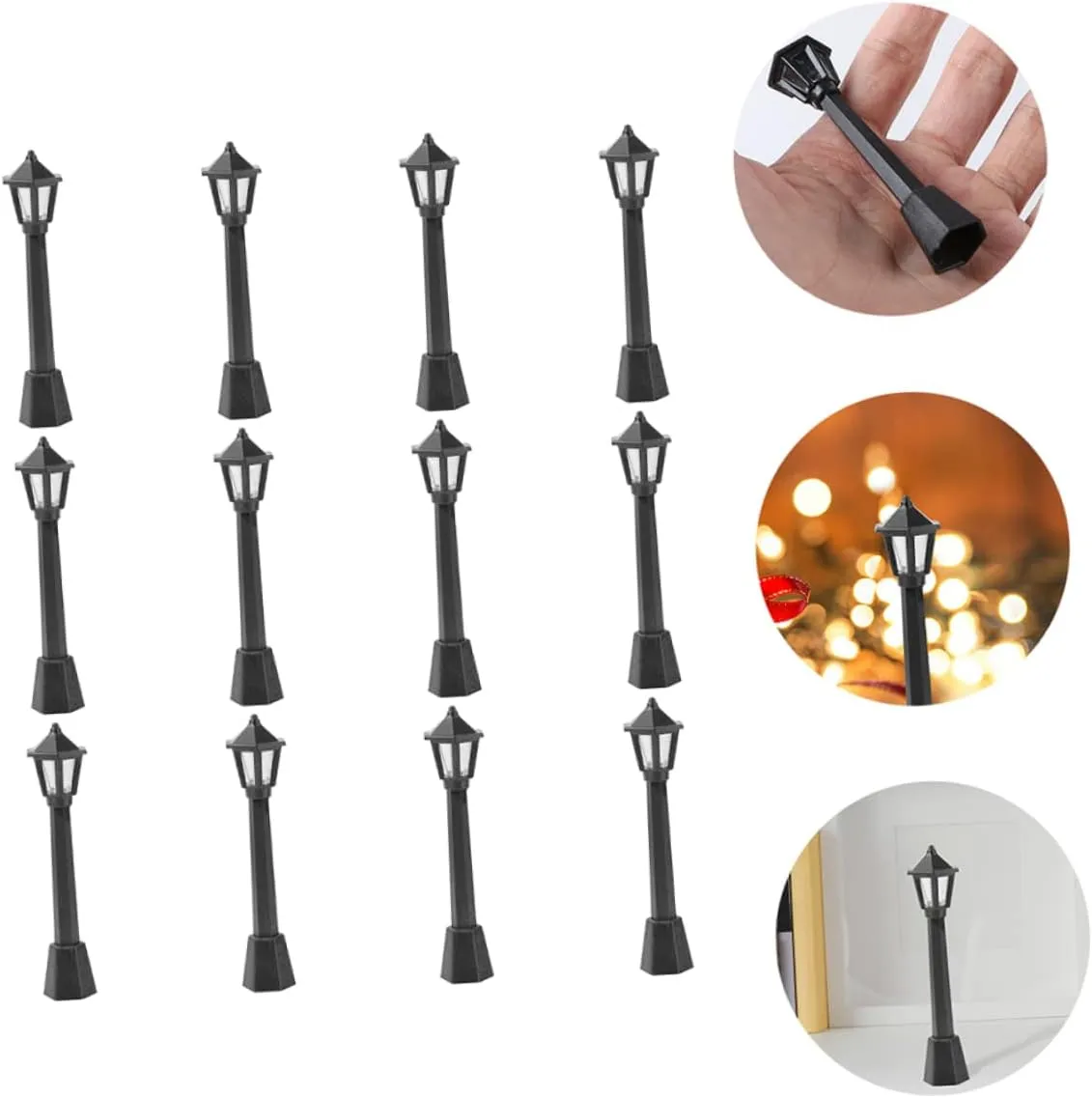 Yardwe 4sets Miniature Lamp Street Light Model Light Blue Lamp Plastic Material Boys and Girls' Toy Perfect for Home Decor 12pcs*4