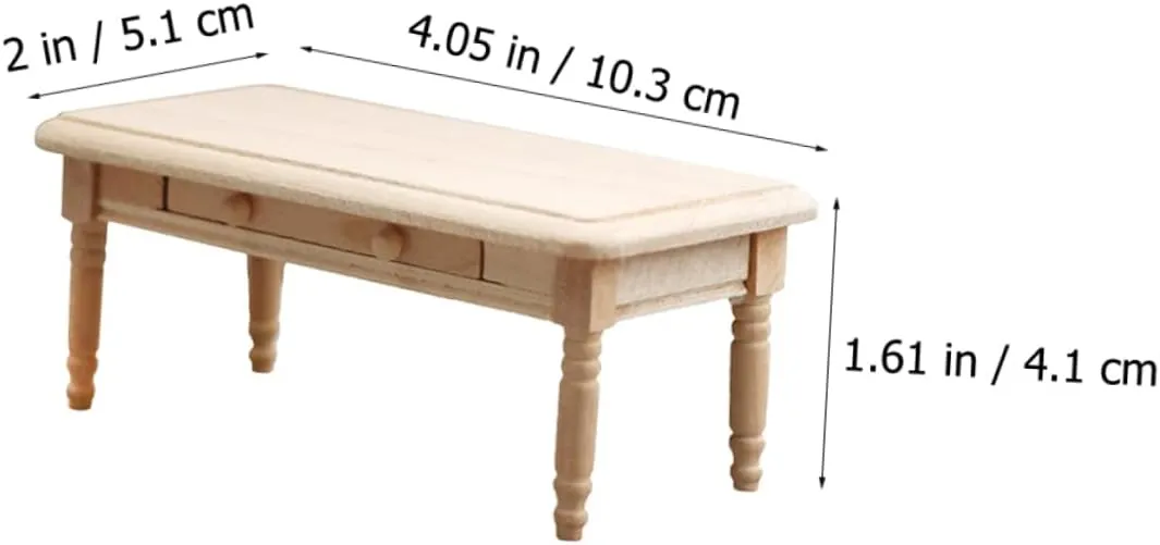Yardwe Scale Wooden Tea Table Model for Dollhouse Unpatterned Miniature Furniture for Collectors and Playroom Decor Unique Design
