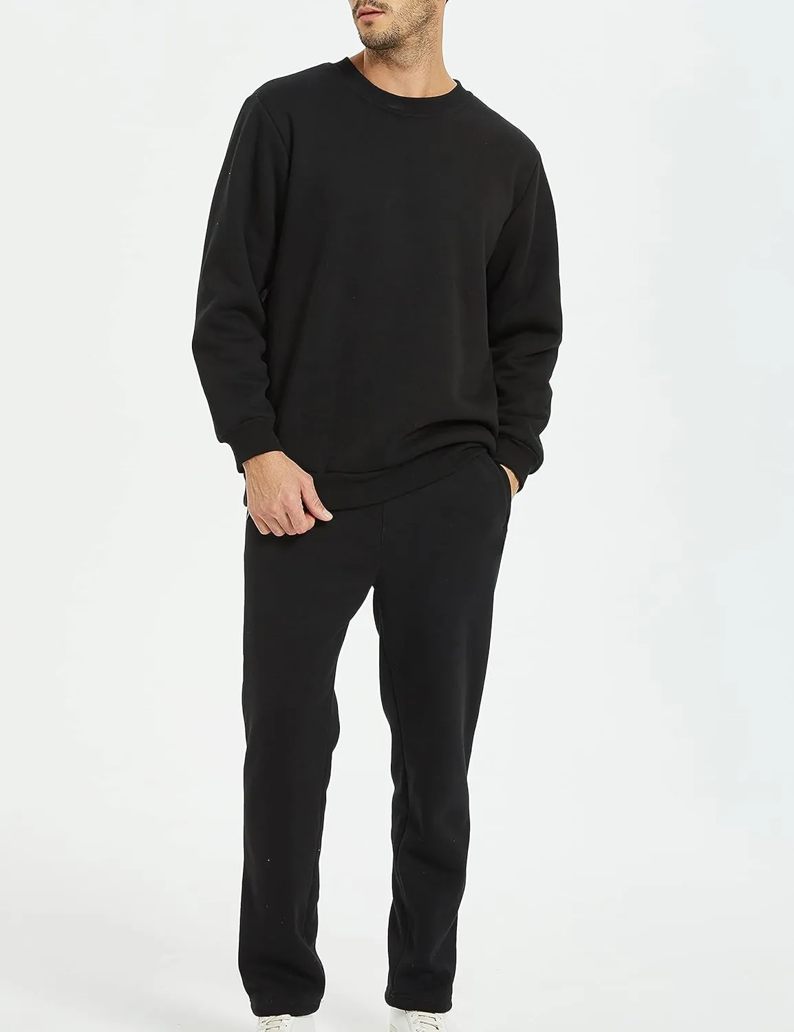 Yeokou Mens Fashion Warm Fleece Crewneck Sweatshirt Thick Sherpa Lined Pullover Tops
