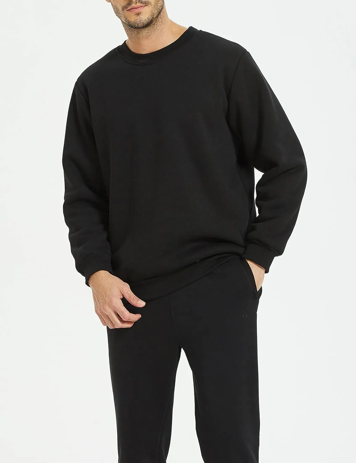 Yeokou Mens Fashion Warm Fleece Crewneck Sweatshirt Thick Sherpa Lined Pullover Tops