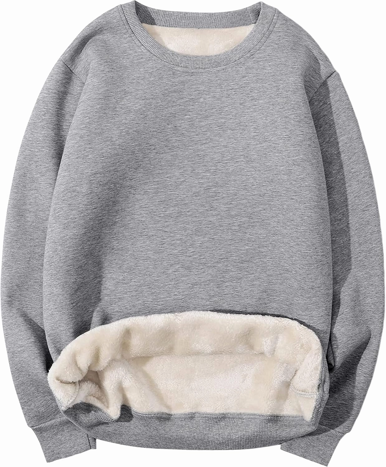 Yeokou Mens Fashion Warm Fleece Crewneck Sweatshirt Thick Sherpa Lined Pullover Tops