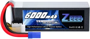 Zeee 22.2V 100C 6000mAh 6S Lipo Battery with EC5 Connector RC Battery for RC Car Truck RC Airplane Helicopter Quadcopter Boat