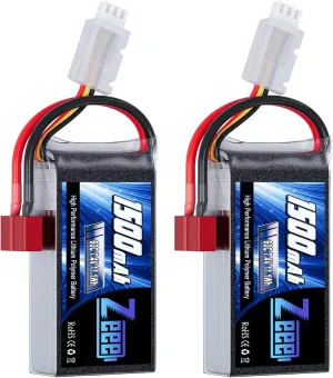 Zeee 2S 1500mAh Lipo Battery 7.4V 60C Soft Pack RC Battery with T Plug for FPV Drone Quadcopter Helicopter Airplane RC Boat RC Car RC Models(2 Pack)