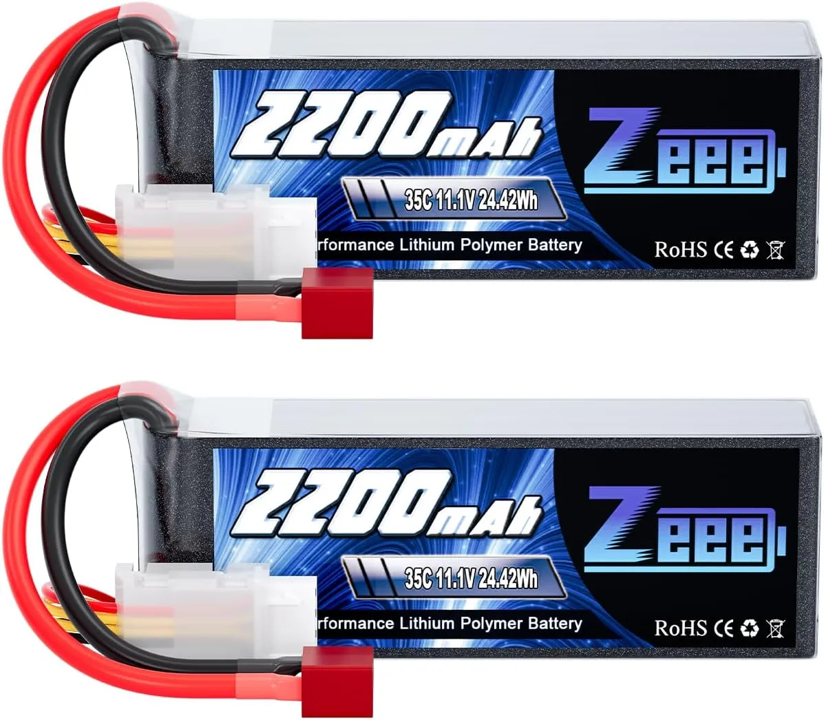 Zeee 3S LiPo Battery 2200mAh 11.1V 35C Soft Case Battery with T Connector for RC Airplane RC Quadcopter Helicopter Drone FPV (2 Pack)