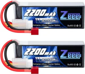 Zeee 3S LiPo Battery 2200mAh 11.1V 35C Soft Case Battery with T Connector for RC Airplane RC Quadcopter Helicopter Drone FPV (2 Pack)