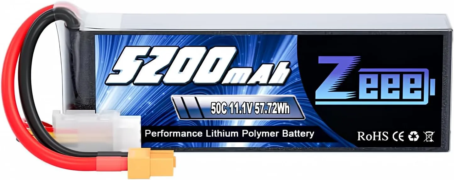 Zeee 3S Lipo Battery 5200mAh 50C 11.1V RC Batteries with XT60 Connector Soft Case for RC Airplane Helicopter Plane Quadcopter RC Car Truck Boat