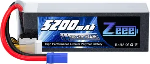 Zeee 6S Lipo Battery 5200mAh 22.2V 100C Soft Pack Lipos with EC5 Connector RC Battery for RC Car Truck Airplane Helicopter Quadcopter Boat