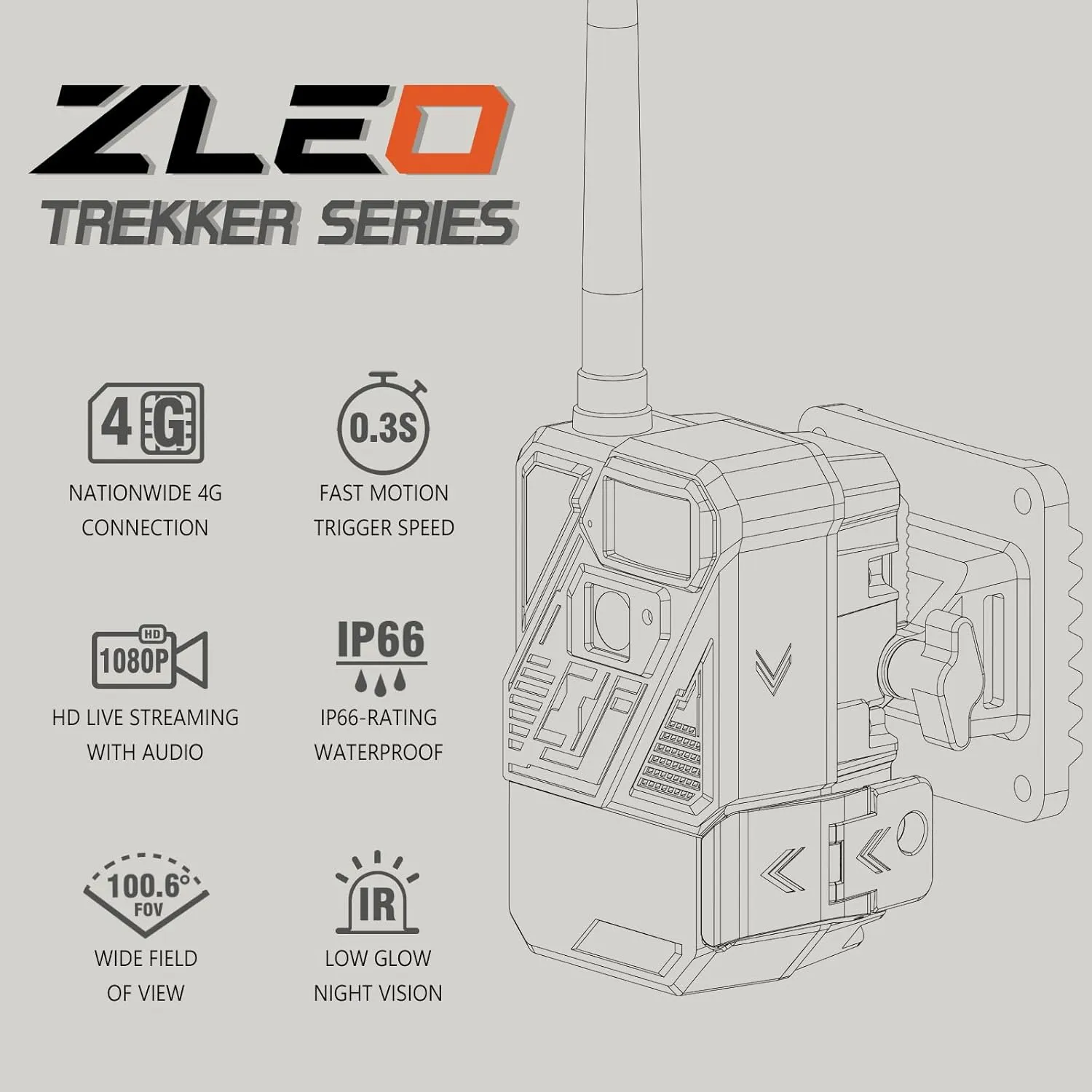 Zleo Cellular Game Trail Camera Solar, Wildlife Deer Cameras with Low Glow Night Vision Waterproof, 0.3s Trigger, Live Feed to Cell Phone, 5MP Photo, HD Video, No WiFi Needed, Spring Green